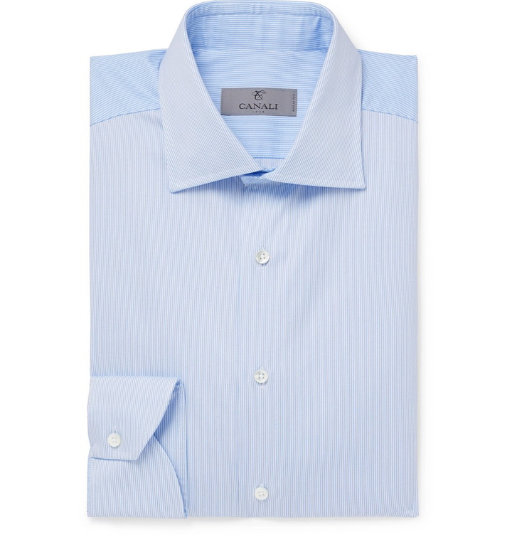 Photo: Canali - Striped Cotton Shirt - Blue