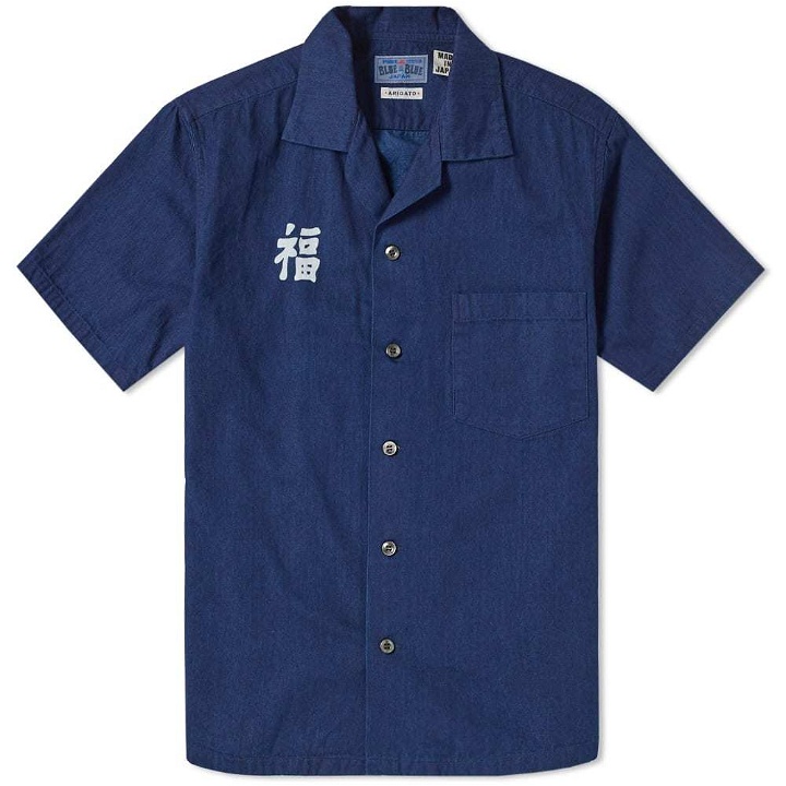 Photo: Blue Blue Japan Short Sleeve Indigo Dyed Fuku Work Shirt