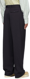 Loewe Navy Wool Double Pleated Trousers