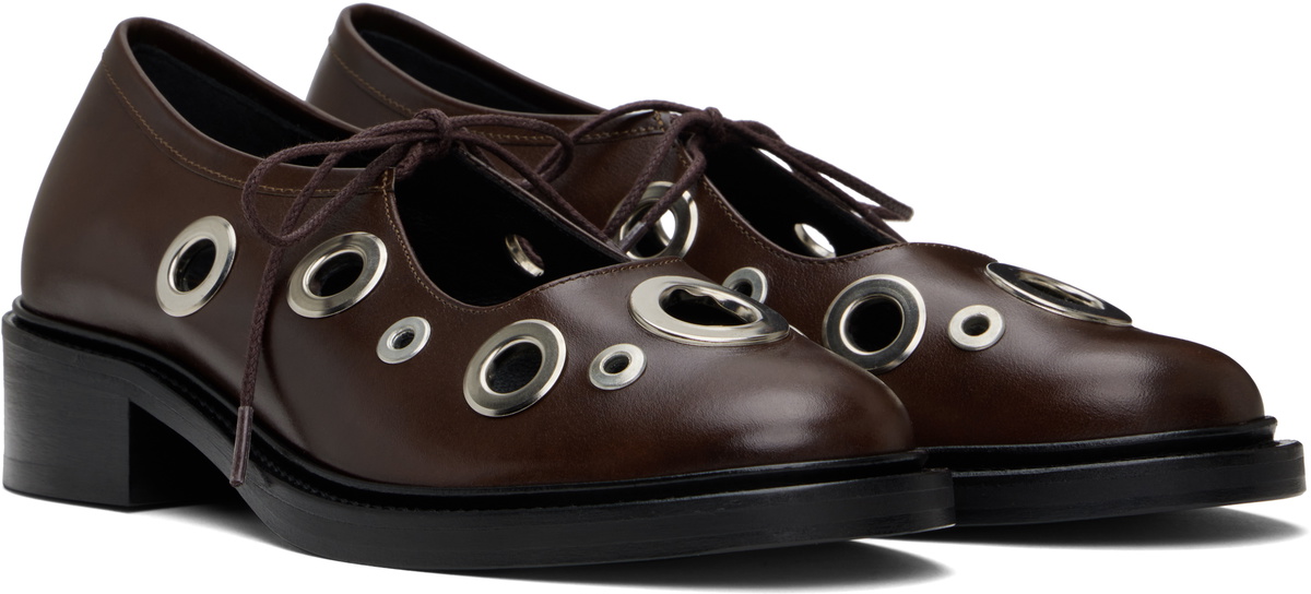 Nicole Saldaña Brown Fabiana Eyelet Loafers