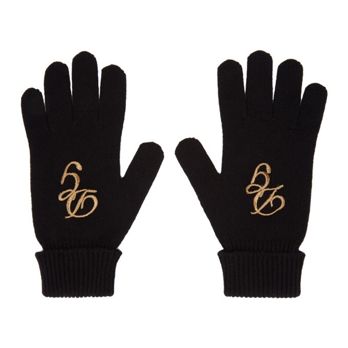 Photo: Dolce and Gabbana Black Cashmere Logo Gloves
