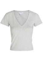 Good American V-neck Stretch-cotton T-shirt Grey