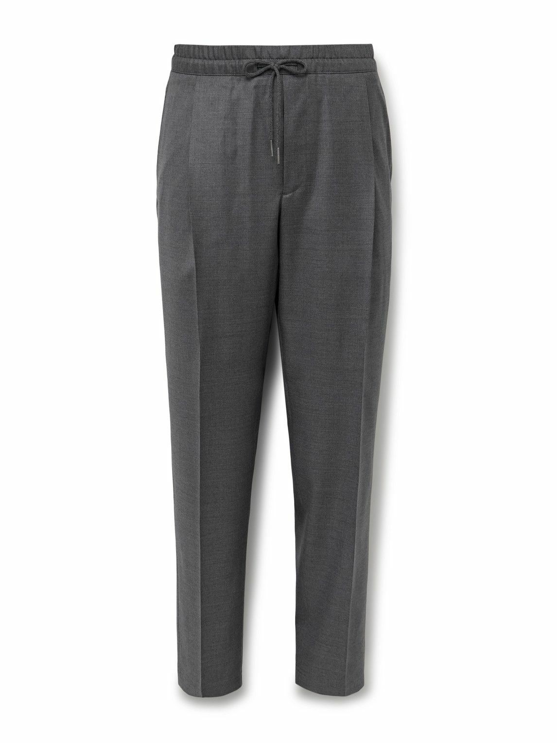 Caruso - Slim-Fit Pleated Wool Drawstring Trousers - Gray