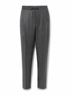 Caruso - Slim-Fit Pleated Wool Drawstring Trousers - Gray