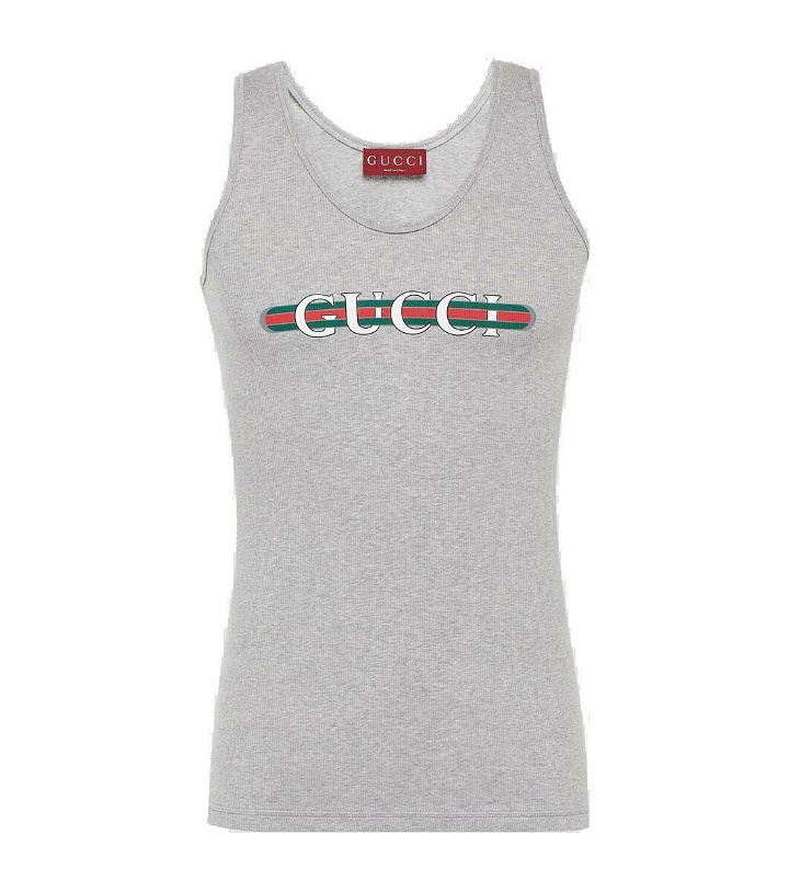 Photo: Gucci Logo ribbed-knit cotton jersey tank top