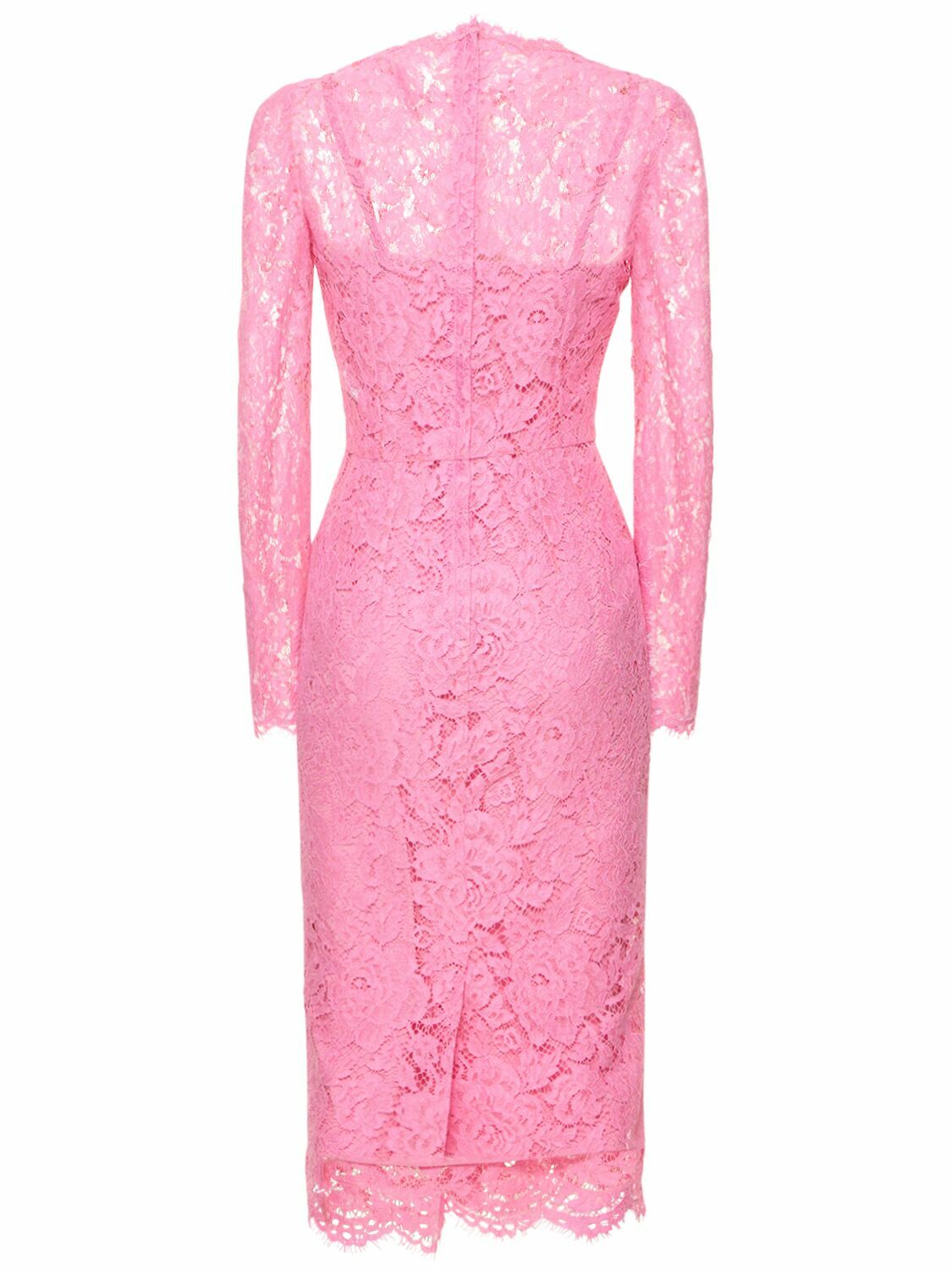 DOLCE & GABBANA - Floral & Dg Stretch Lace Midi Dress Dolce