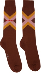 Marni Brown Micro Argyle Socks