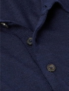 Purdey - Logo-Embroidered Merino Wool Polo Shirt - Blue