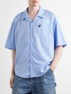 AMI PARIS - Logo-Embroidered Cotton-Poplin Shirt - Blue