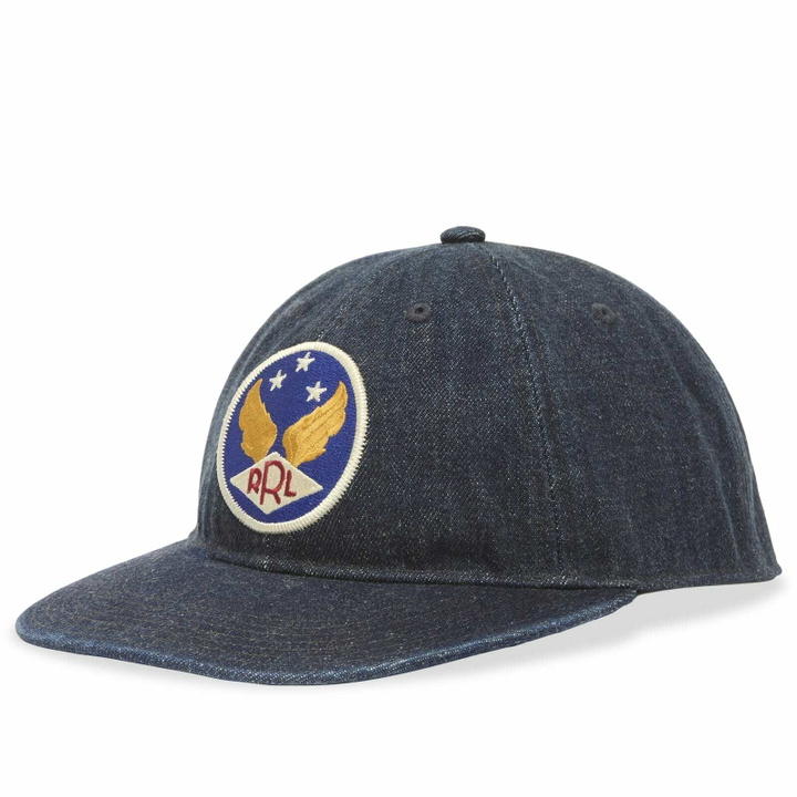 Photo: RRL Men's Winged Logo Denim Ball Cap in Rinse 