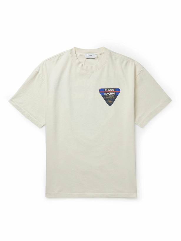 Photo: Rhude - Logo-Print Cotton-Jersey T-Shirt - White