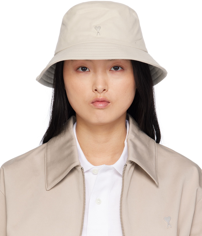 White Ami De Coeur Bucket Hat With String