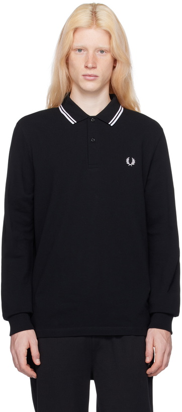 Photo: Fred Perry Black 'The Fred Perry' Long Sleeve Polo