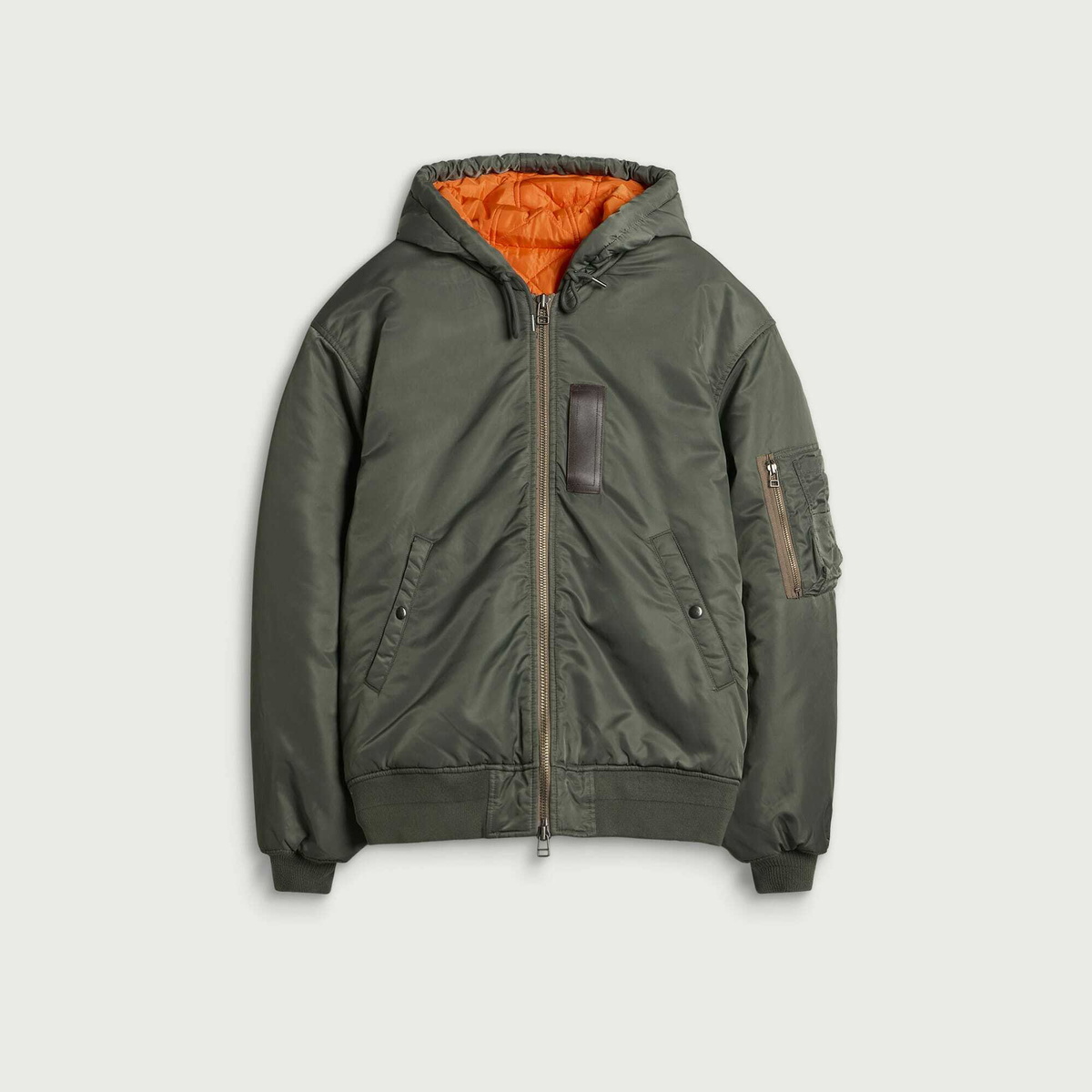 FrizmWORKS Men's Active Ma-1 Hooded Parka Jacket in Olive