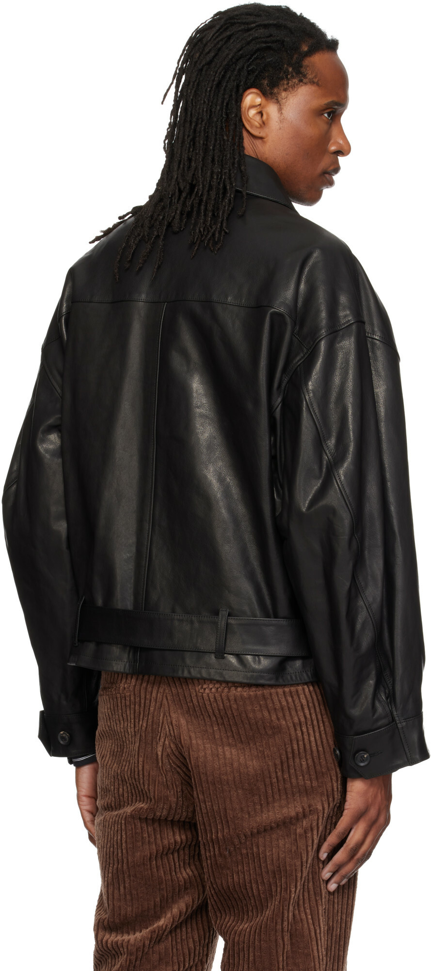 SOSHIOTSUKI Black Oiled Leather Blouson Jacket