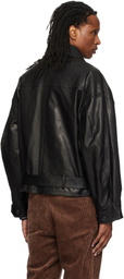 SOSHIOTSUKI Black Oiled Leather Blouson Jacket