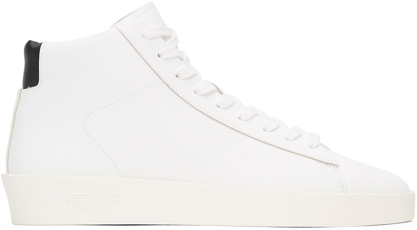 Photo: Fear of God ESSENTIALS White Tennis Mid Sneakers