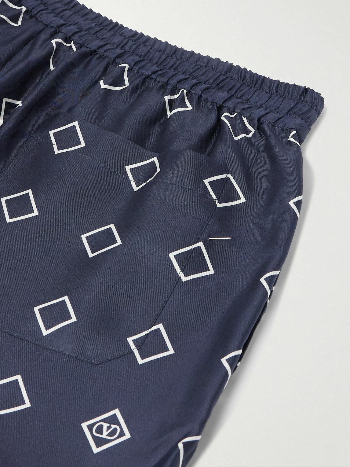Valentino Garavani - Straight-Leg Printed Silk-Twill Shorts - Blue