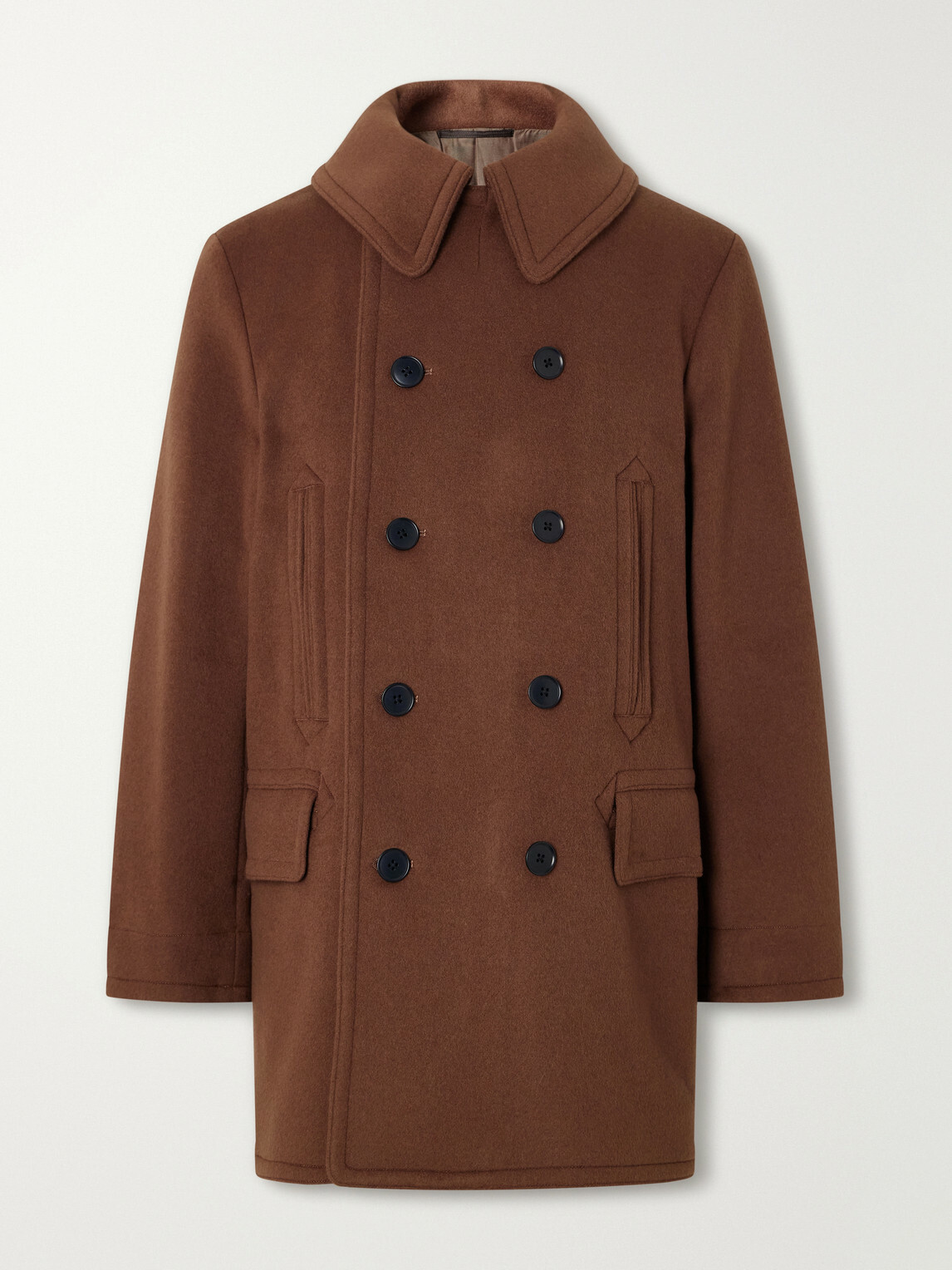 Kaptain Sunshine - Double-Breasted Brushed Wool-Felt Coat - Brown