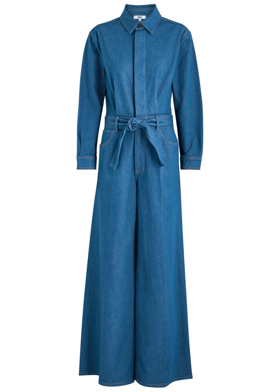 Paige Cameron Wide-leg Stretch-denim Jumpsuit Blue