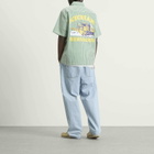 ICECREAM Men's IC Services Quarter Zip Work Shirt in Green/White stripe
