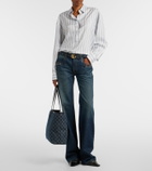 Gucci Essence Large leather-trimmed denim tote bag