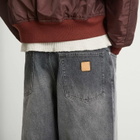 BEAMS Men's Balloon Wide Denim Jeans in Black