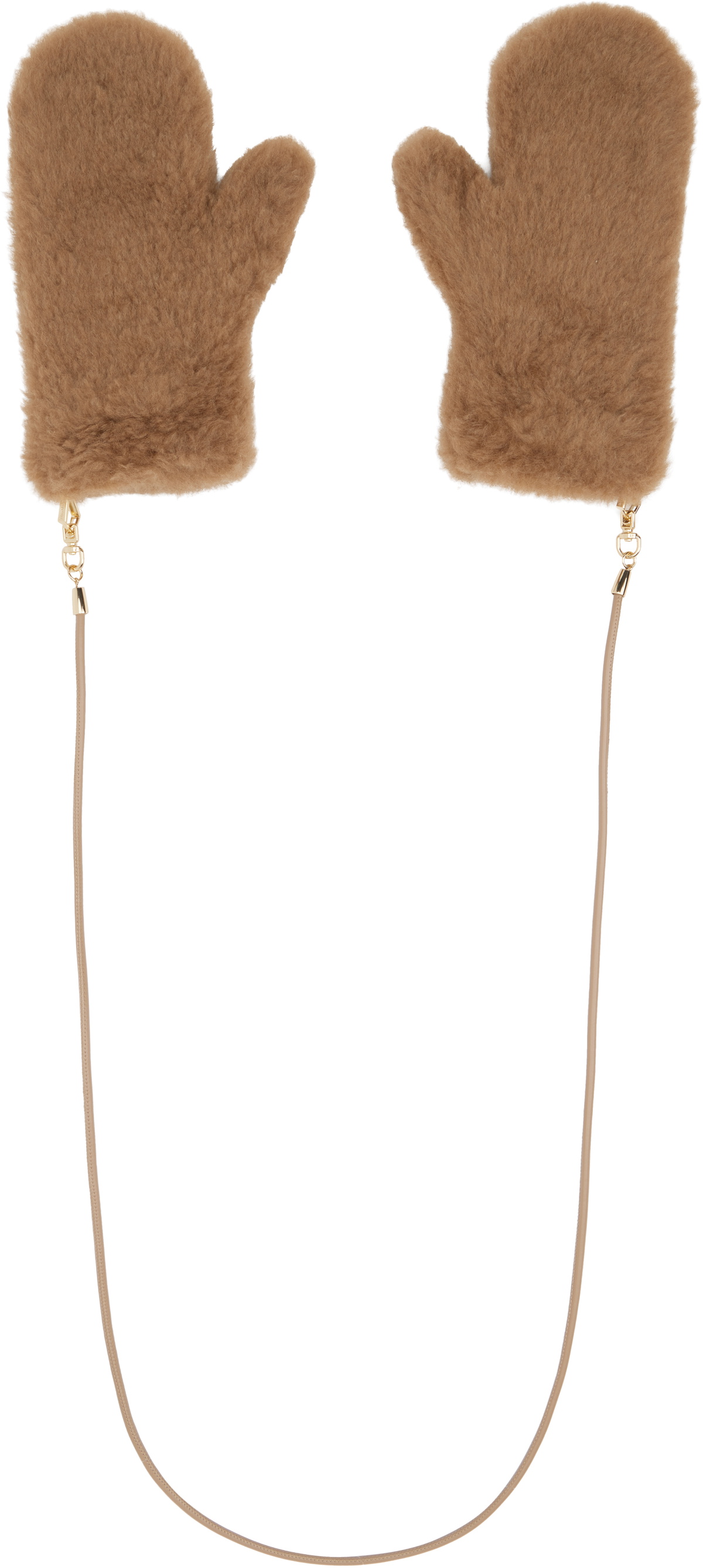 MaxMara OMBRATO TEDDY MITTEN GLOVES ベージュ Ombrato camel hair and silk mittens in brown - Max Mara | Mytheresa