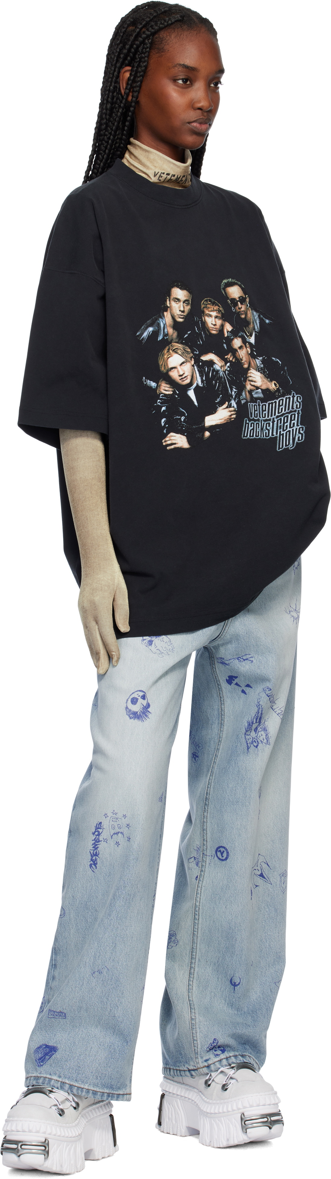 VETEMENTS Blue Scribbled Baggy Jeans