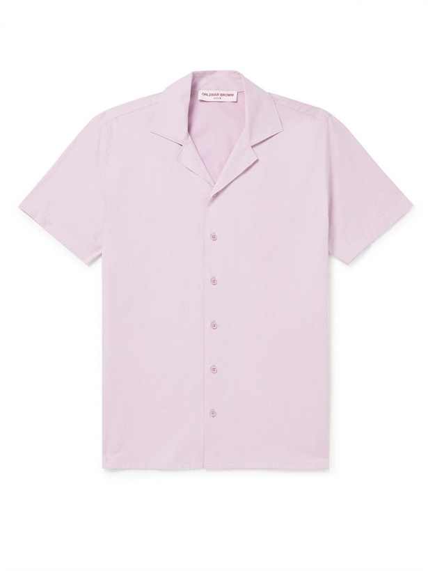 Photo: Orlebar Brown - Travis Slim-Fit Camp-Collar Cotton-Blend Shirt - Pink