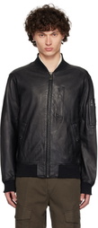 Belstaff Black Marker Leather Bomber Jacket