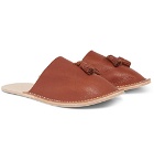Hender Scheme - Tasselled Textured-Leather Backless Slippers - Brown
