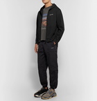 Balenciaga - Slim-Fit Logo-Print Fleece-Back Cotton-Blend Jersey Zip-Up Hoodie - Men - Black