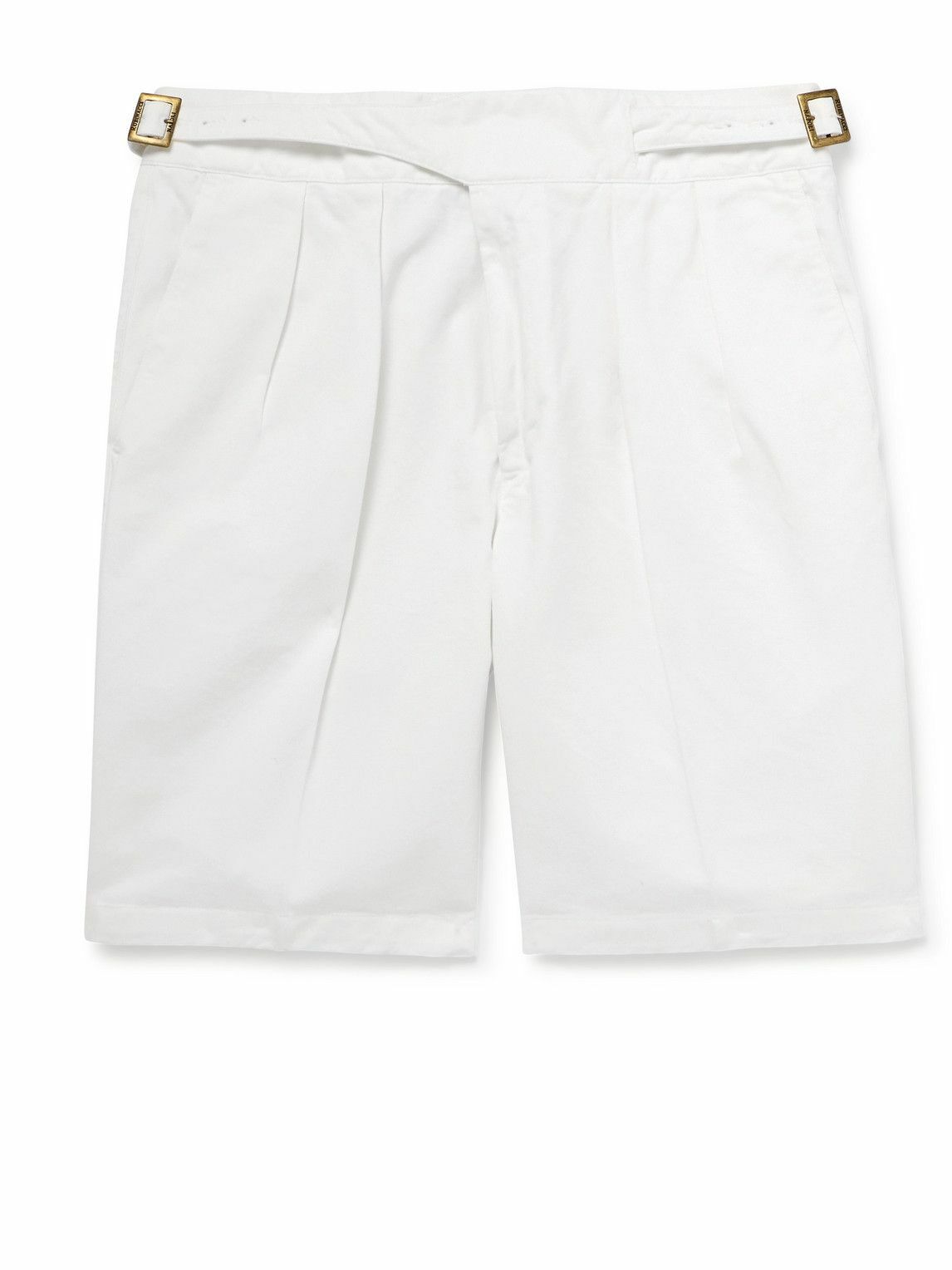 Rubinacci - Manny Straight-Leg Pleated Cotton Shorts - White