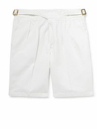 Rubinacci - Manny Straight-Leg Pleated Cotton Shorts - White