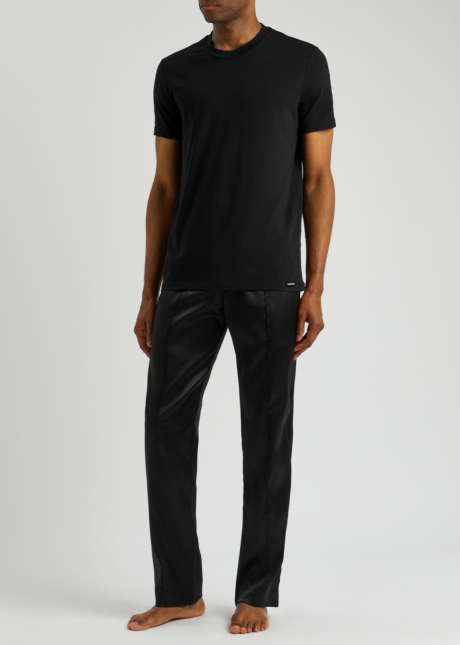 Tom Ford Stretch Jersey T-Shirt, Men's Clothing, Black, Cotton Material, Comfortable Fit, Casual Wear