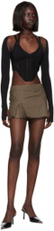 BONBOM Brown Pleated Miniskirt