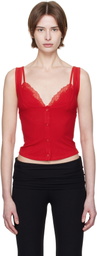 SKIMS Red Soft Lounge Lace Tank Top