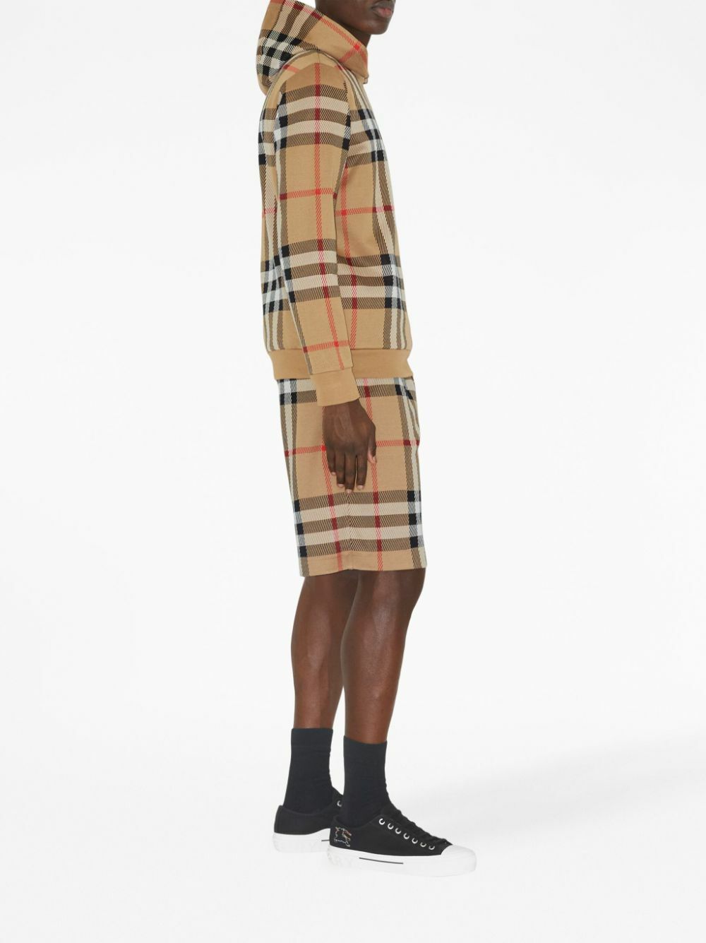 BURBERRY - Check Motif Cotton Hoodie