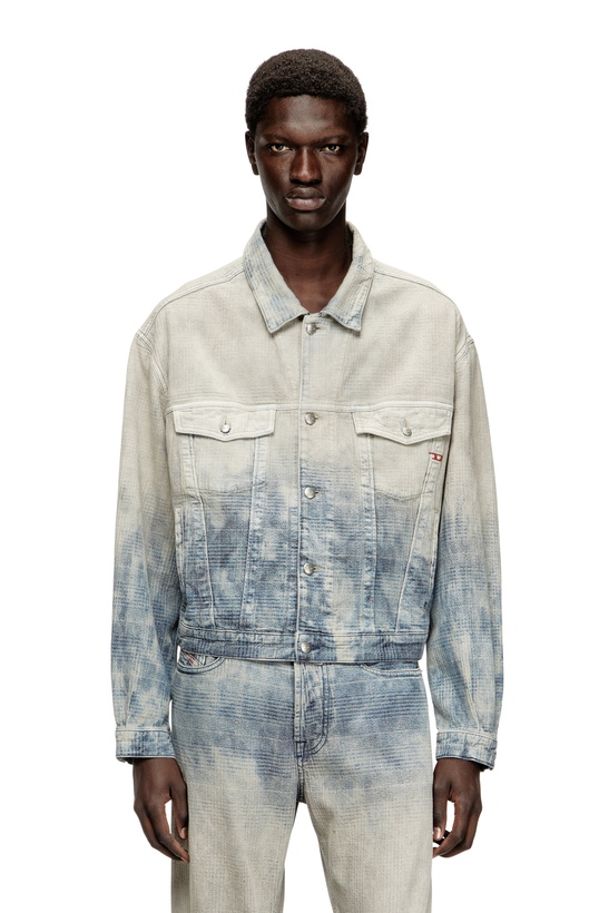 Photo: Diesel Trucker jacket in Prince of Wales jacquard denim - Denim Jackets - Unisex - Multicolor