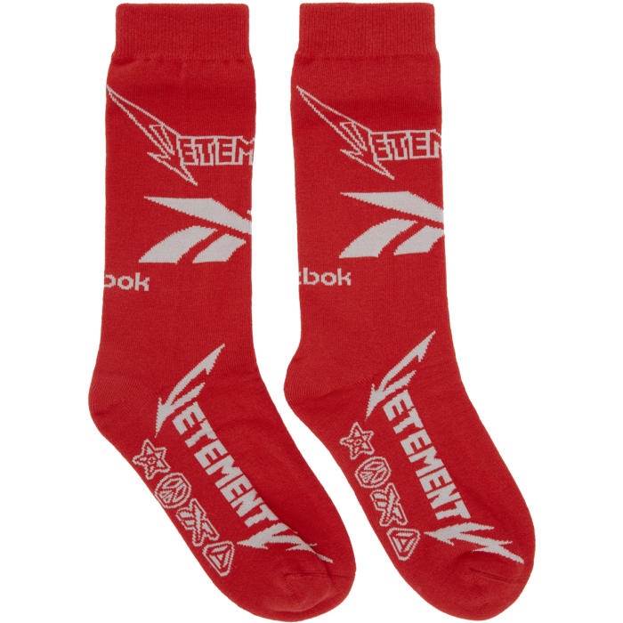 Photo: Vetements Red Reebok Edition Metal Socks 