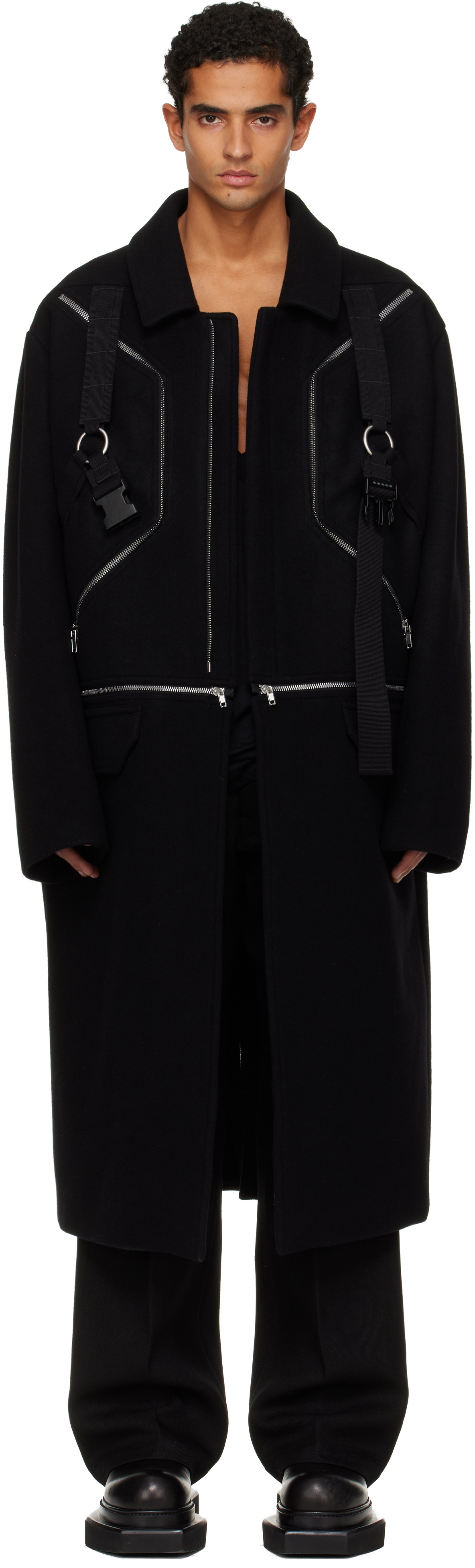Rick Owens Black Concordians Blixa Jumbo Mac Coat Rick Owens