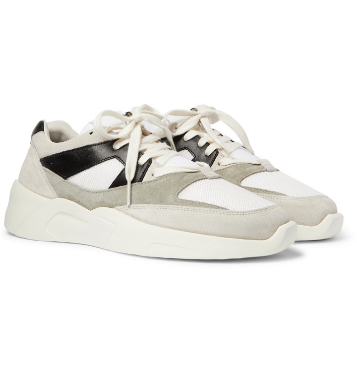 Photo: Fear Of God Essentials - Leather-Trimmed Suede and Mesh Sneakers - Neutrals