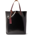 MARNI - Leather-Trimmed Colour-Block Coated-Canvas Tote Bag - Brown