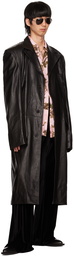 LU'U DAN Black Oversized Tailored Leather Coat