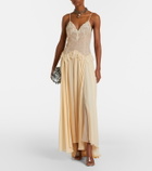 Blumarine Lace-trimmed georgette maxi dress