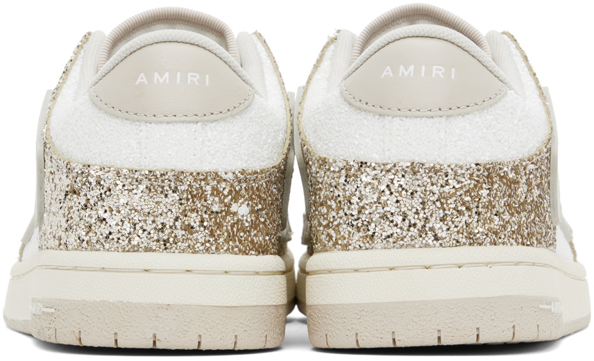 AMIRI White & Gold Skel Top Low Sneakers Amiri