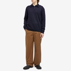 Maison Margiela Men's Long Sleeve Knitted Polo Shirt in Dark Blue