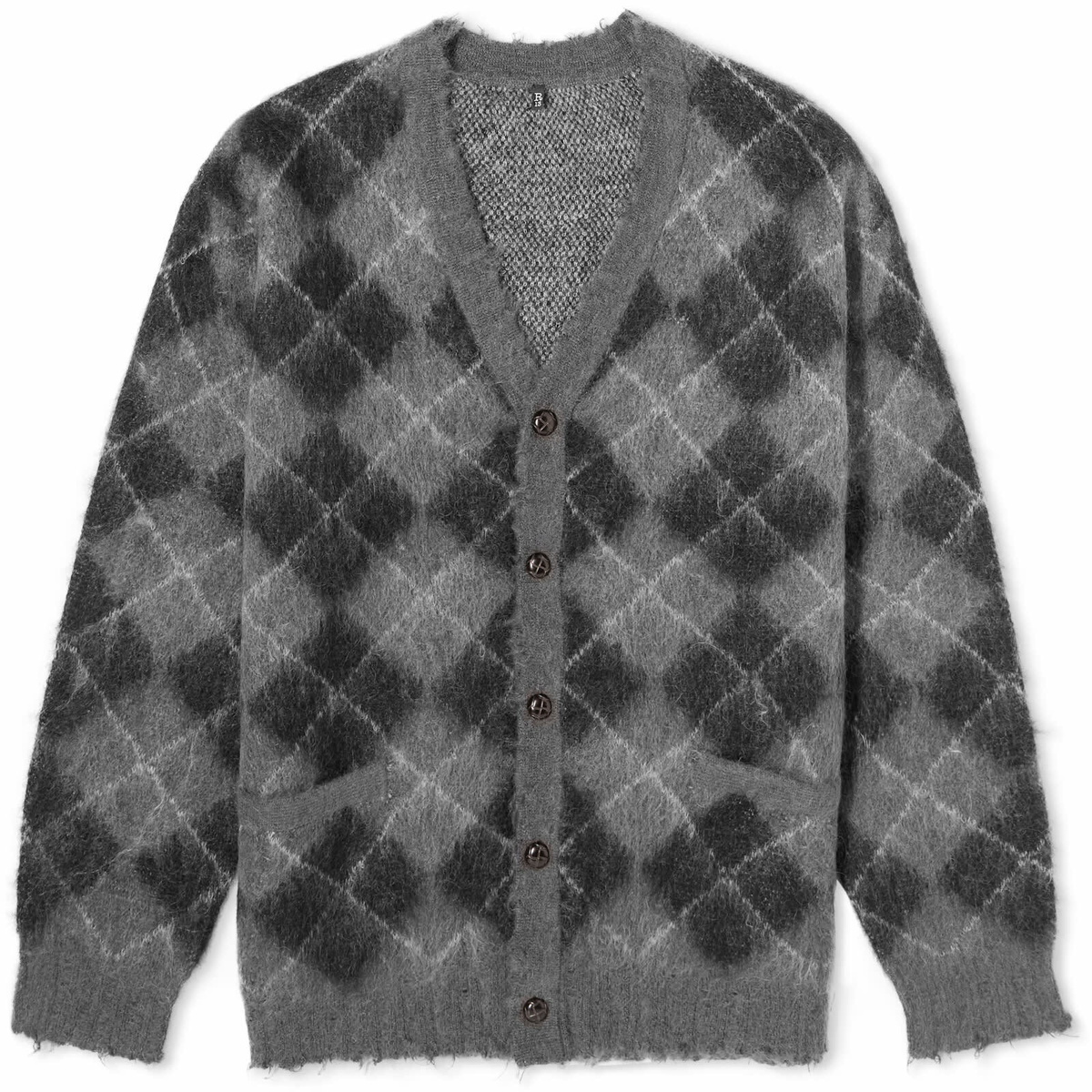 R13 Women s Fluffy Plaid Oversize Cardigan in Charcoal R13