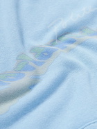 POLITE WORLDWIDE® - Logo-Print Hemp and Cotton-Blend Jersey Hoodie - Blue
